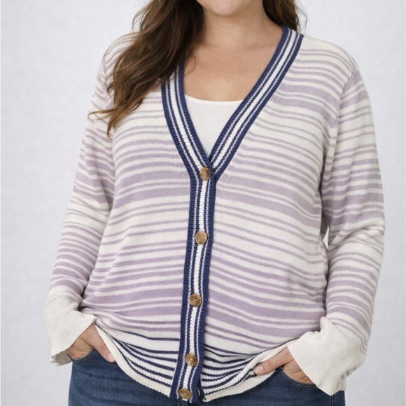 Nine West Sweaters - NINE WEST Women's Ombre Striped Button Up Sweater Size Large